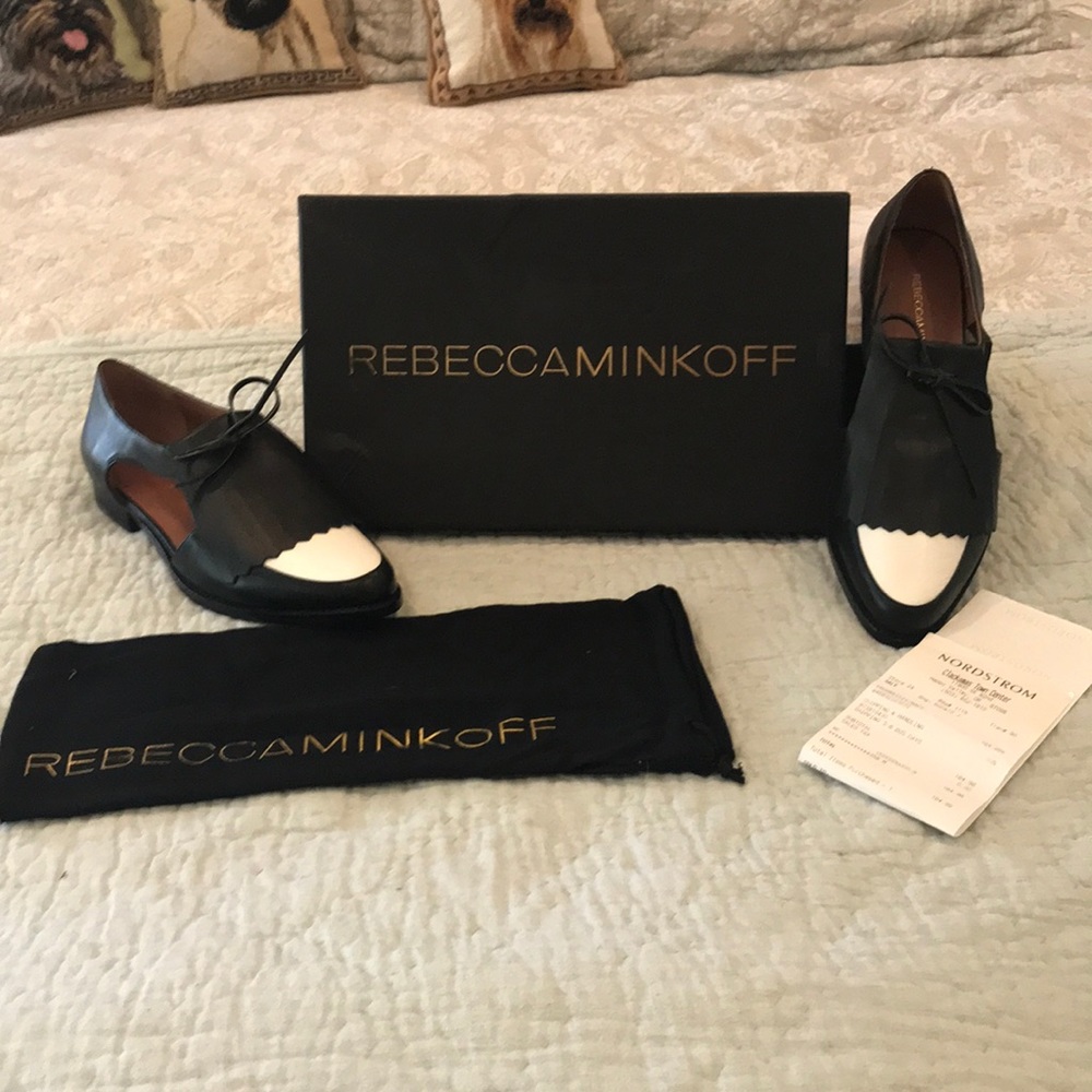 Rebecca Minkoff Loafer, Black and White, Size: 8.5
